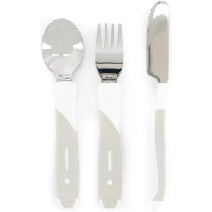 Tacâmuri de antrenament Twistshake din inox, 12+ luni, Gri-Alb