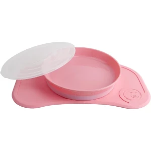 Set anti-alunecare cu farfurie Twistshake Click-Mat, roz
