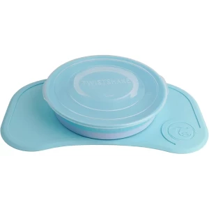 Set anti-alunecare cu farfurie Twistshake Click-Mat, albastru