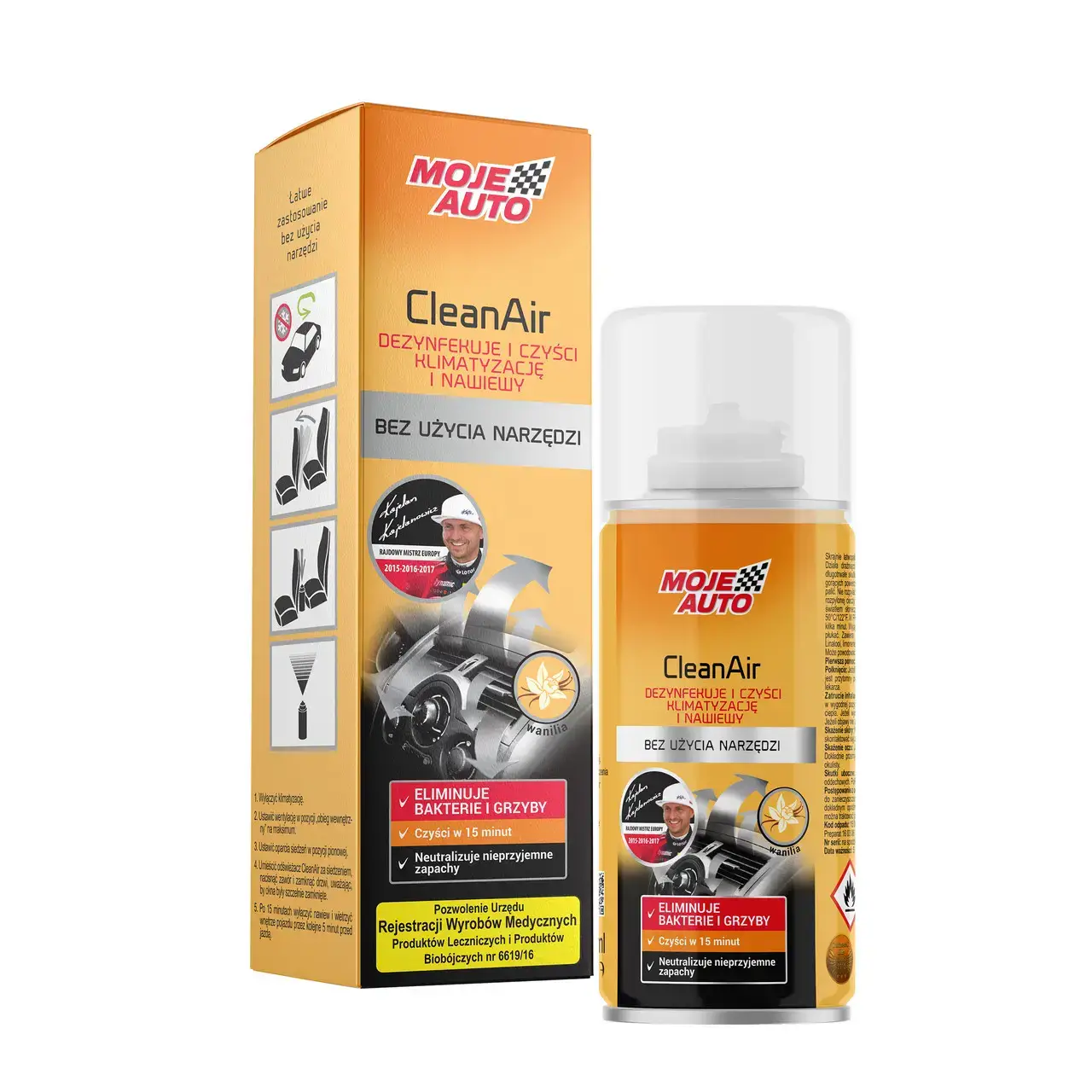 MOJE AUTO CLEAN AIR – SPRAY PENTRU VENTILATIE AUTO CU AROMA DE VANILIE (19-599)