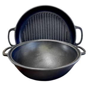 CEAUN DIN FONTA WOK CU CAPAC-GRILL 12 L / КАЗАН-ВОК ИЗ ЧУГУНА С КРЫШКОЙ-ГРИЛЬ 12 Л (V12CPGRWOK)