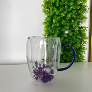 CANA PERETI DUBLI CU FLORI VIOLET / ДВУХ СТЕННАЯ КРУЖКА С ФИОЛЕТОВЫМ ЦВЕТОМ ЦВЕТЫ (ПЕ0198-С)