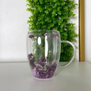 CANA PERETI DUBLI CU FLORI VIOLET IN NAUNTRU / ДВУХ СТЕННАЯ КРУЖКА С ПУРПУРНЫМИ ЦВЕТАМИ ВНУТРИ (GT0199-C)