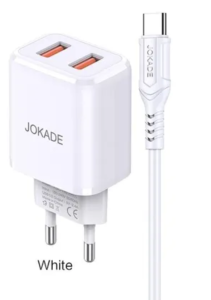 BLOC 3A CU DOUA PORTURI FAST CHARGING SI  CABLU 1m TIP C / ЗАРЯДНОЕ УСТРОЙСТВО С ДВУМЯ ПОРТАМИ ДЛЯ АНДРОИД (JB026-6)