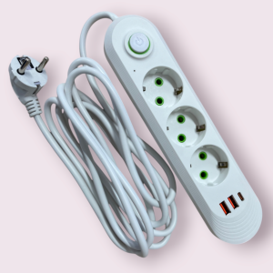 PRELUNGITOR 3 PRIZE 2 PORTURI USB SI 1 PORT  TIP C (ALB) / УДЛИНИТЕЛЬ НА 3 РОЗЕТКИ, 2 USB-ПОРТА И 1 ПОРТ ТИПА C (БЕЛЫЙ) (M13-76)