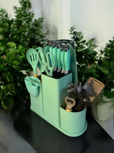 SET DE USTENSILE DIN SILICON (VERDE) DE BUCATARIE 23 ÎN 1 / НАБОР (ЗЕЛЁНЫЙ) СИЛИКОНОВЫХ КУХОННЫХ ПРИНАДЛЕЖНОСТЕЙ 23 В 1 (RC-2277)