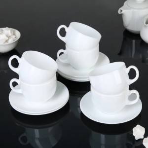 SET ALB DE CESTI CU FARFURIE 12 PIESE / НАБОР БЕЛЫХ ЧАШЕК С БЛЮДЦАМИ 12 ШТУК (703890)