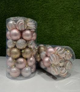 SET GLOBURI DE CRACIUN  6cm*41 buc (ROZ-PUDRAT) / НАБОР НОВОГОДНИХ ШАРОВ 6см*41 шт (ПУДРОВО-РОЗОВЫЙ)