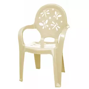 SCAUN DIN PLASTIC PENTRU COPII CU FLUTURASI – BEJ / ДЕТСКИЙ ПЛАСТИКОВЫЙ СТУЛ СО СТРЕКОЗАМИ – БЕЖЕВЫЙ (7081B)