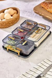 SET PENTRU MIC DEJUN BEE HOME 5 PCS CU TAVA / НАБОР ДЛЯ ЗАВТРАКА BEE HOME 5 PCS С ПОДНОСОМ