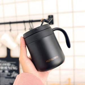 CANA TERMICA PENTRU CAFEA SI CEAI DIN OTEL INOXIDABIL CU CAPAC SI MANER (NEGRU) / ТЕРМОКРУЖКА ДЛЯ КОФЕ И ЧАЯ ИЗ НЕРЖАВЕЮЩЕЙ СТАЛИ С КРЫШКОЙ И РУЧКОЙ (ЧЁРНЫЙ)