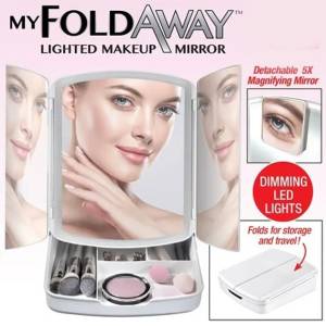 OGLINDA PENTRU MACHIAJ CU LED SI SERTAR (NEGRU) / ЗЕРКАЛО ДЛЯ МАКИЯЖА С РАЗДЕЛОМ ДЛЯ ХРАНЕНИЯ И С ПОДСВЕТКОЙ LED (ЧЕРНАЯ)