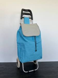 CARUT PENTRU CUMPARATURI CU SAC TEXTIL IN CULAREA ALBASTRU DESCHIS / ХОЗЯЙСТВЕННАЯ СУМКА-ТЕЛЕЖКА С ТКАНЕВЫМ МЕШКОМ В СВЕТЛО-ГОЛУБОМ ЦВЕТЕ
