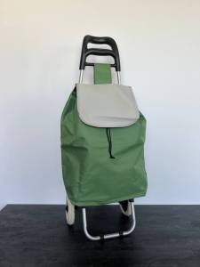 CARUT PENTRU CUMPARATURI CU SAC TEXTIL IN CULAREA VERDE CAMUFLAJ / ХОЗЯЙСТВЕННАЯ СУМКА-ТЕЛЕЖКА С ТКАНЕВЫМ МЕШКОМ В ЗЕЛЁНОМ КАМУФЛЯЖНОМ ЦВЕТЕ