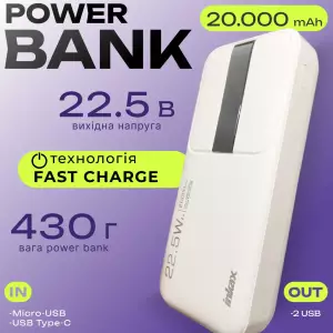 POWER BANK INKAX 20000 MAH CU FAST CHARGE 22.5W / POWER BANK INKAX 20000 MAH С БЫСТРОЙ ЗАРЯДКОЙ 22.5W (PBQ-07)