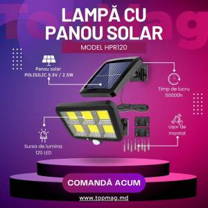 LAMPĂ CU PANOU SOLAR DETAȘABIL / ЛАМПА СО СЪЕМНОЙ СОЛНЕЧНОЙ ПАНЕЛЬЮ (M17-72)