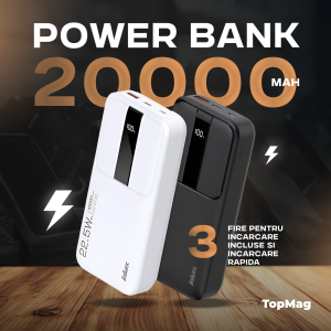 POWER BANK 20000 mAh CU 3 FIRE  PENTRU INCARCARE INCLUSE SI  INCARCARE RAPIDA / POWER BANK 20000 МАч С 3 ПРОВОДАМИ ДЛЯ ПОГРУЗКИ ВКЛЮЧЕНО И БЫСТРАЯ ЗАРЯДКА  (PBQ-09)