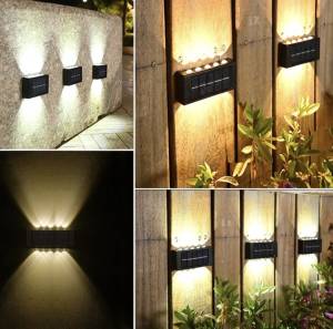 SET 2 LAMPI SOLARE DE PERETE CU  ILUMINARE SUS SI JOS 10 LEDURI/  НАБОР ИЗ 2-х СОЛНЕЧНЫХ НАСТЕННЫХ ЛАМП С ОСВЕЩЕНИЕ ВВЕРХ И ВНИЗ 10 светодиодов