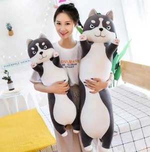 JUCARIE DE PLUS HUSKY GRI  90 CM/ПЛЮШЕВАЯ ИГРУШКА ХАСКИ СЕРЫЙ 90 СМ
