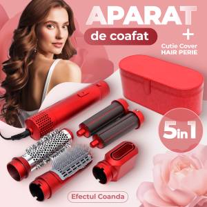 APARAT DE COAFAT PARUL 5 IN 1 (ROSU, GRI) / АПАРАТ ДЛЯ ЗАВИВКИ ВОЛОС 5 В 1 (КРАСНЫЙ, СЕРЕБРИСТЫЙ)