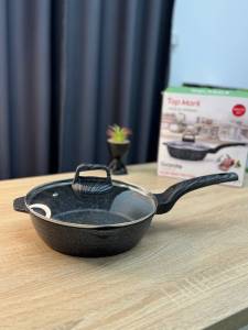 TIGAIE MARMURA CU CAPAC 24 CM /  МРАМОРНАЯ СКОВОРОДА С КРЫШКОЙ 24 СМ