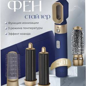 APARAT DE COAFAT PARUL 5 IN 1 (ALBASTRU, AURIU) / АПАРАТ ДЛЯ ЗАВИВКИ ВОЛОС 5 В 1 (СИНИЙ, ЗОЛОТОЙ)