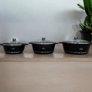 SET 3 CRATITE CU CAPAC ROYAL DESSINI / НАБОР 3 КАСТРЮЛИ С КРЫШКОЙ ROYAL DESSIGNS