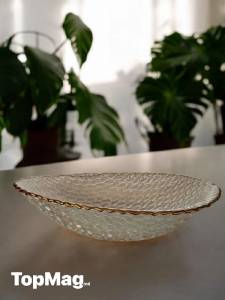VAS DECORATIV DIN STICLA PENTRU SALATE SAU FRUCTE / ДЕКОРАТИВНАЯ СТЕКЛЯННАЯ САЛАТНИЦА ДЛЯ САЛАТОВ И ФРУКТОВ (SML555)