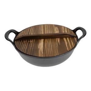 KAZAN DIN FONTA CU CAPAC DE LEMN 34 CM / ЧУГУННЫЙ КАЗАН С ДЕРЕВЯННОЙ КРЫШКОЙ 34 СМ (KZN-34CM)