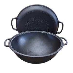 CEAUN DIN FONTA WOK CU CAPAC-TIGAIE 15 L / КАЗАН-ВОК ИЗ ЧУГУНА С КРЫШКОЙ-СКОВОРОДКОЙ 15 Л (V15CP)
