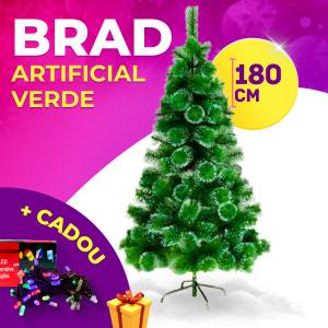 180 cm BRAD ARTIFICIAL VERDE  CAPETE ALBE / ЗЕЛЁНАЯ ИСКУССТВЕННАЯ ЁЛКА 180 cm
