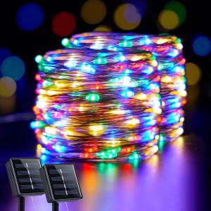 GHIRLANDA 10 METRI 100 LEDURI MULTICOLOR RGB, ALIMENTATA DE PANOU SOLAR / ГИРЛЯНДА 10М 100ЛАМПОЧЕК МНОГОЦВЕТНЫХ RGB, РАБОТАЮЩАЯ ОТ СОЛНЕЧНОЙ ПАНЕЛИ