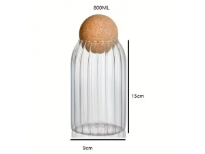 BORCAN DIN STICLA ONDULAT CU CAPAC IN FORA DE SFERA 800 ML / БАНКА СТЕКЛЯННАЯ РИФЛЕНАЯ С КРЫШКОЙ ШАР 800 МЛ (S174--30)