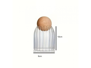 BORCAN DIN STICLA ONDULAT CU CAPAC IN FORA DE SFERA 500 ML 9*10 CM/ БАНКА СТЕКЛЯННАЯ РИФЛЕНАЯ С КРЫШКОЙ ШАР 500 МЛ 9*10 СМ (S174--29)